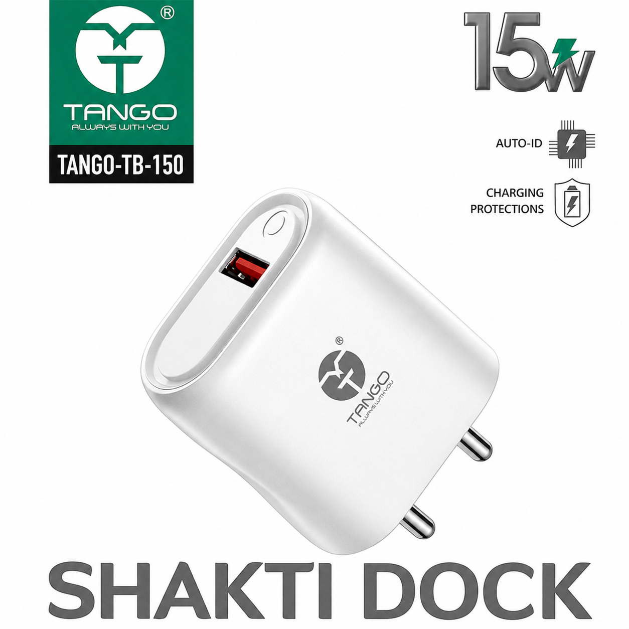TANGO Shakti Dock 15W Fast Charging USB Wall Charger Adapter – TANGO-TB-150