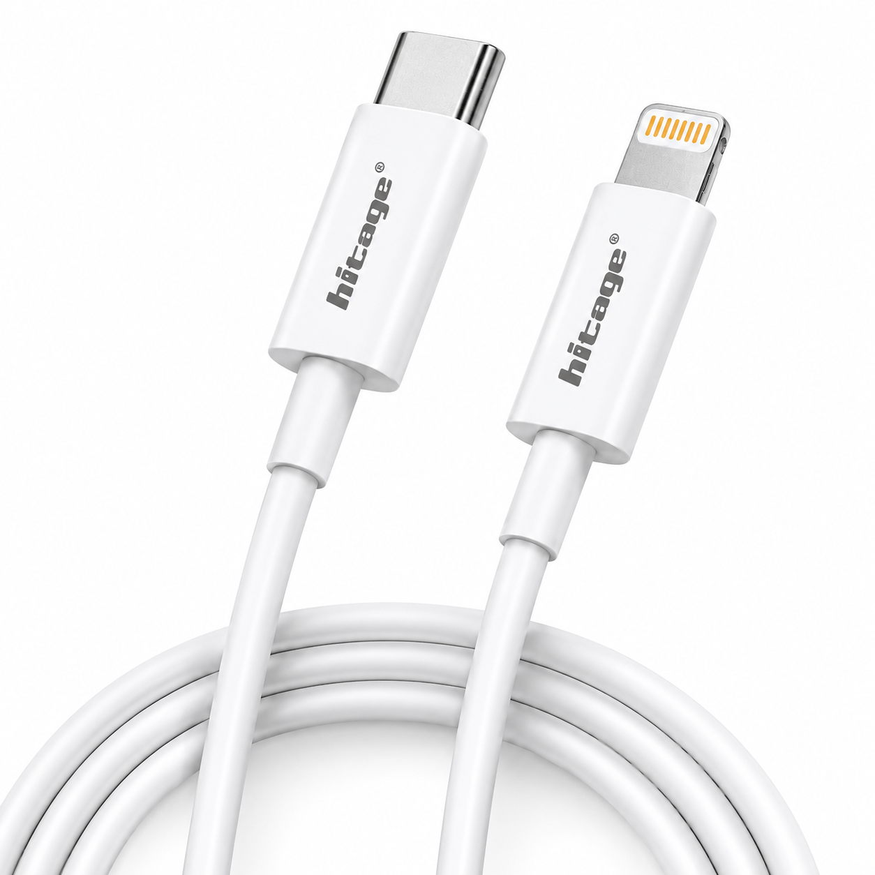 Hitage Premium Type-C to Lightning Cable, Fast Charging & High-Speed Data Transfer, 1 Meter – White | WB-622