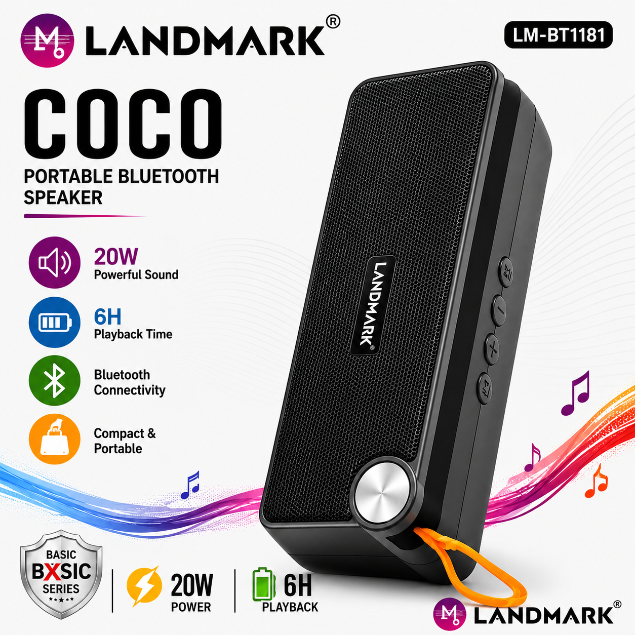 LANDMARK Coco Bluetooth Speaker Black – LM-BT1181