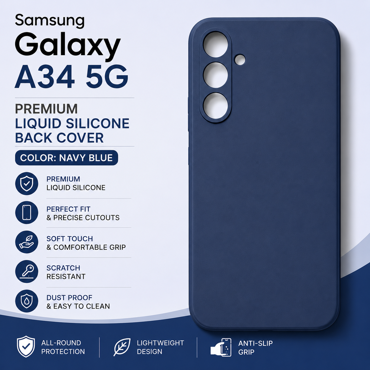 Samsung Galaxy A34 5G Liquid Silicone Back Cover - Blue