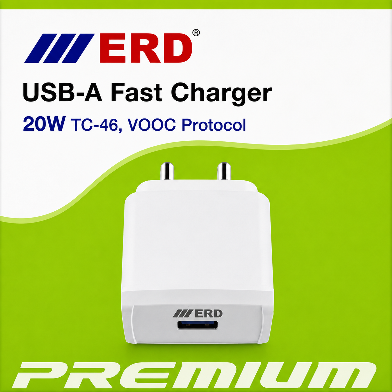 ERD 20W USB-A Fast Charger with VOOC Protocol – Premium USB Wall Charger Adapter – TC-46