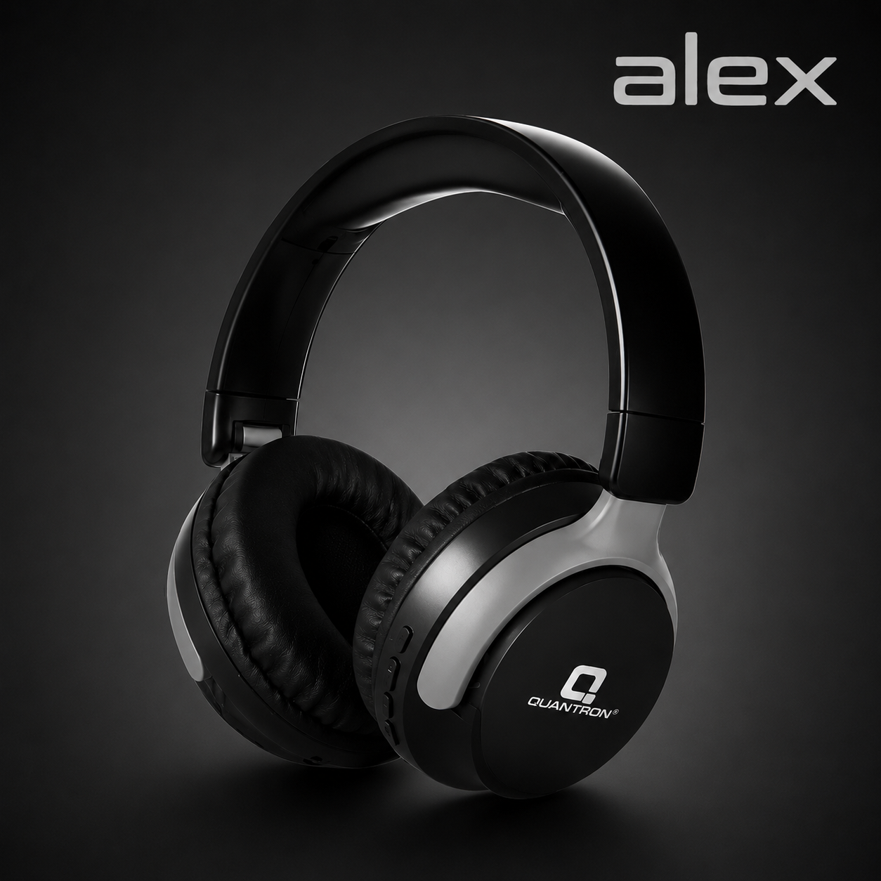 QUANTRON Alex Wireless Bluetooth Headphones – 36 Hours Playback | Black & Grey