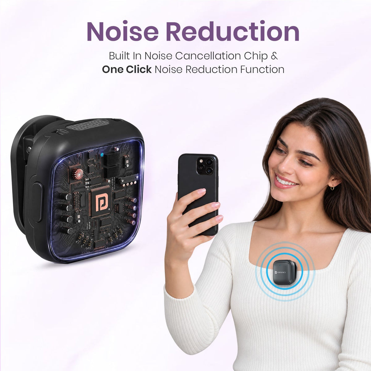 Portronics VlogMate C POR 2762 Black Wireless Microphone for Type-C Smartphones