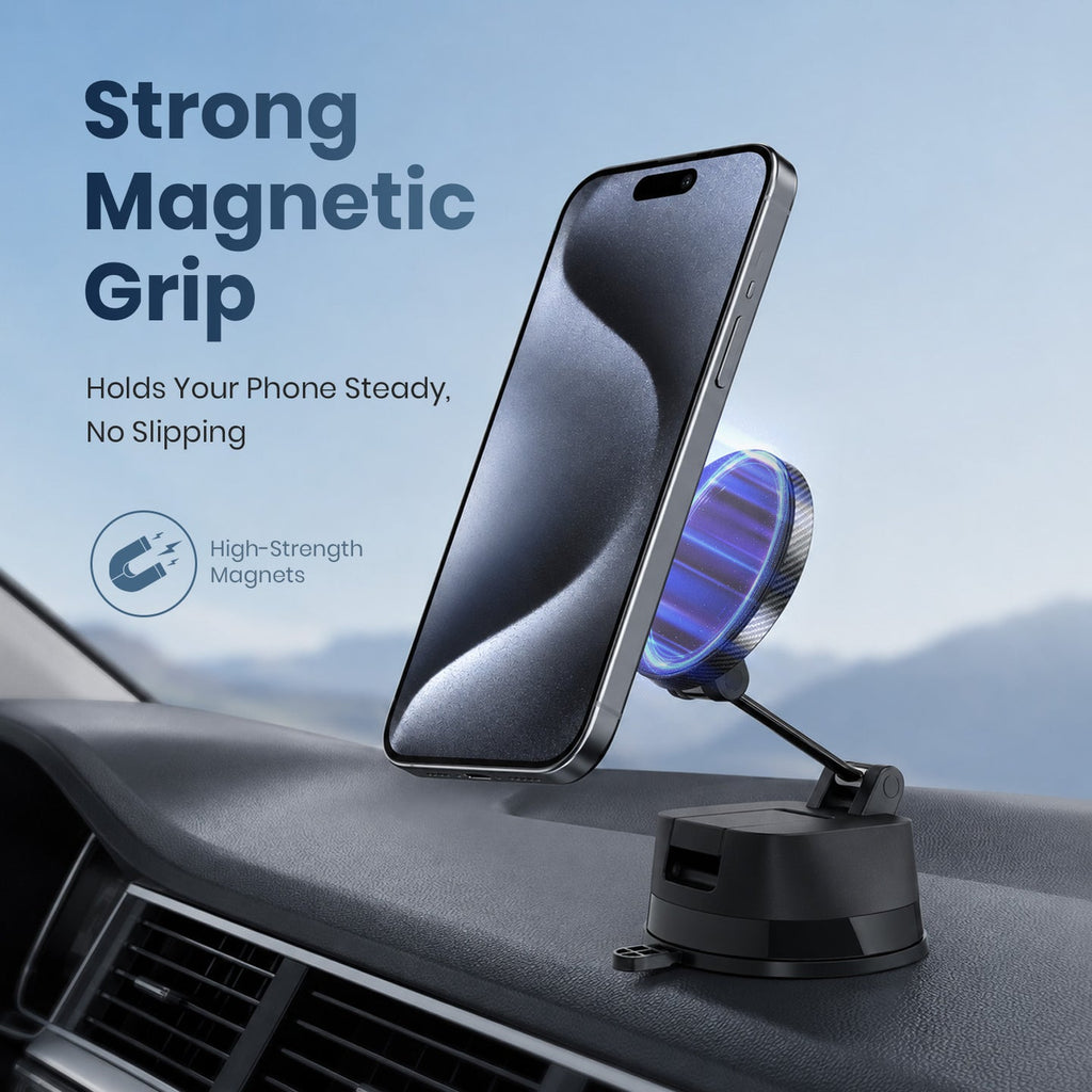 Portronics Hold X Plus POR 3555 Black Magnetic Mobile Stand with Vacuum Grip