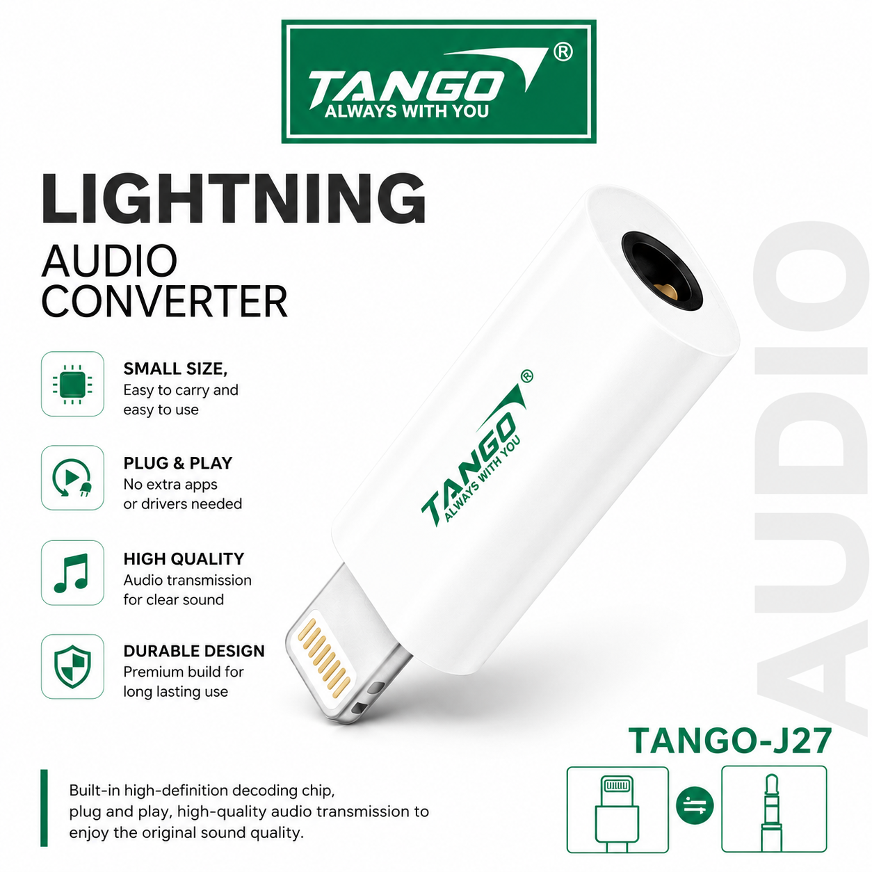 TANGO 3.5mm Lightning Audio Converter - TANGO-J27