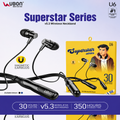 UBON Superstar Series Wireless Neckband Bluetooth v5.3 Earphones with Magnetic Earbuds, 30 Hours Playtime & 350 Hours Standby – Black | U6