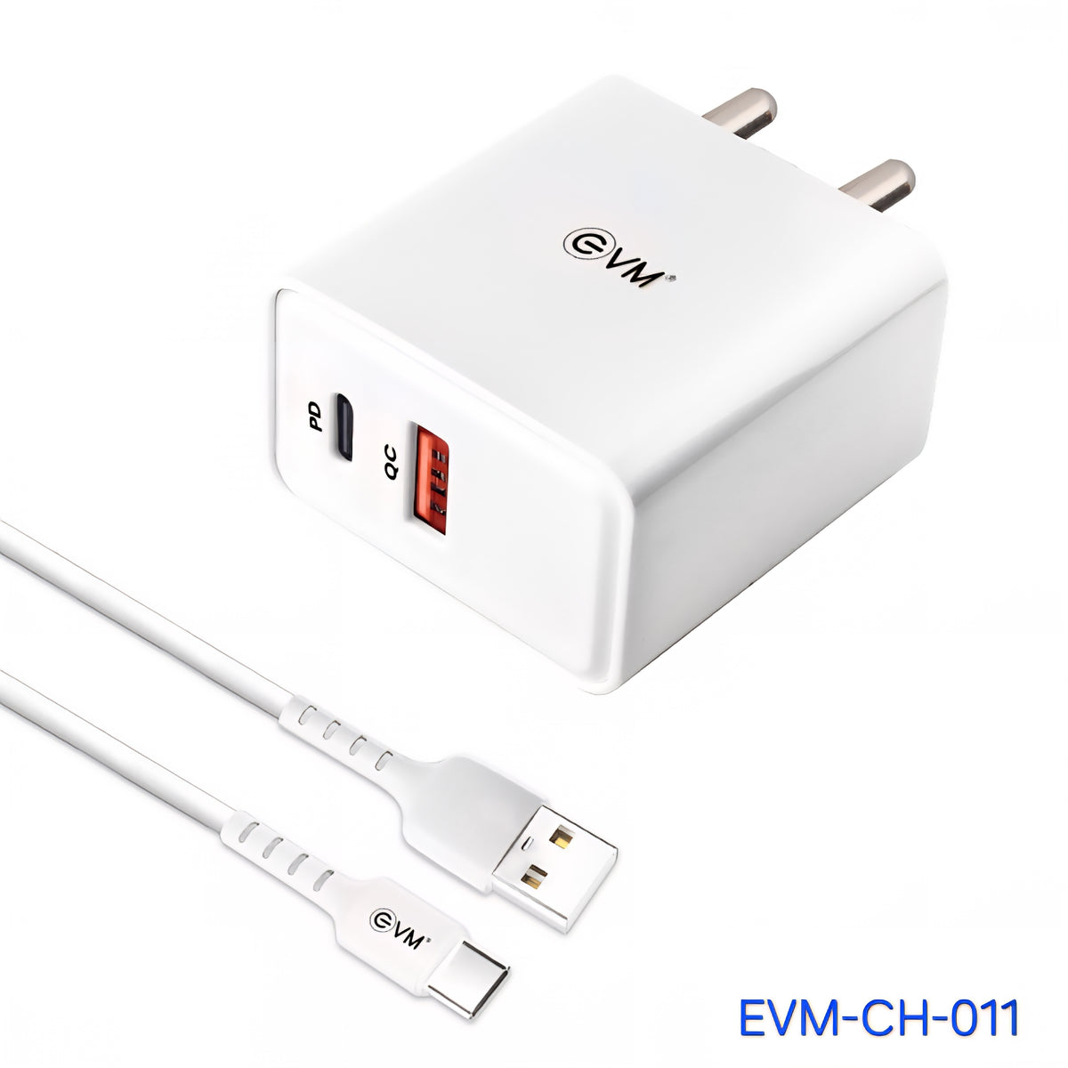 EVM EnSpeed+ 36W PD + QC3.0 Fast Charger with USB-A to Type-C Cable – EVM-CH-011