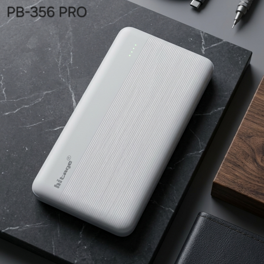 Hitage True Capacity 10000mAh Power Bank (White/Black) Dual USB Output With Type-C Cable – PB-356 Pro