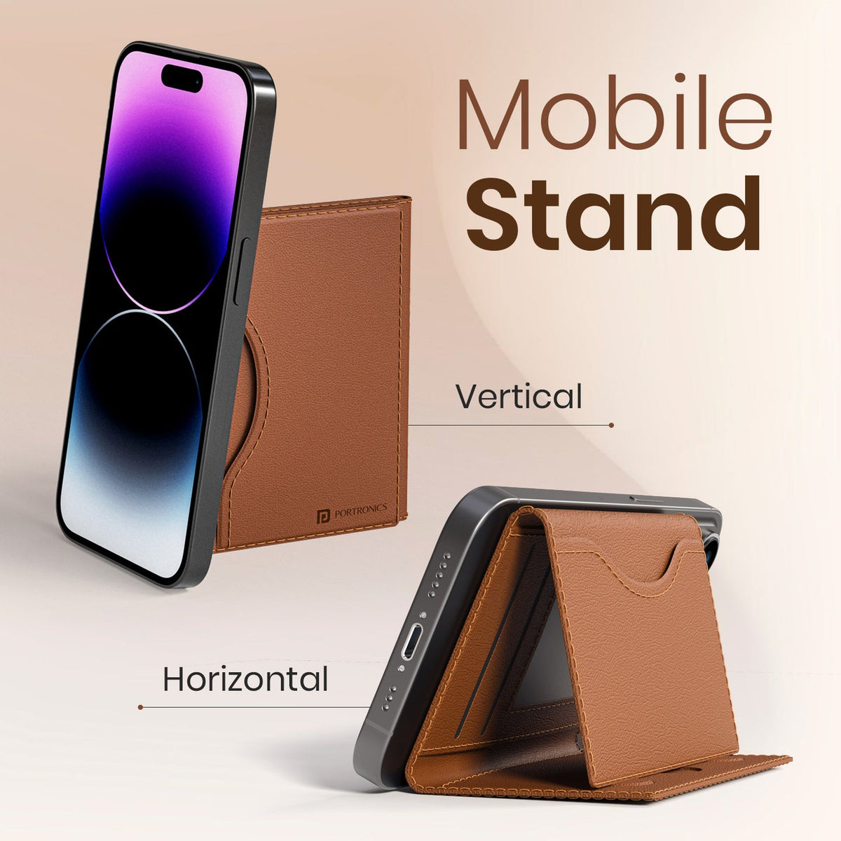 Portronics Brown Wallet X Magnetic Phone Wallet POR 3052 with 6 Card Slots