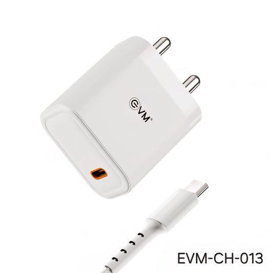 EVM 25W Fast Charger USB-C Adapter with PD Type-C Charger Cable - EVM-CH-013