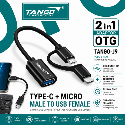 TANGO 2-in-1 OTG Adapter Type-C + Micro USB to USB Female – J9