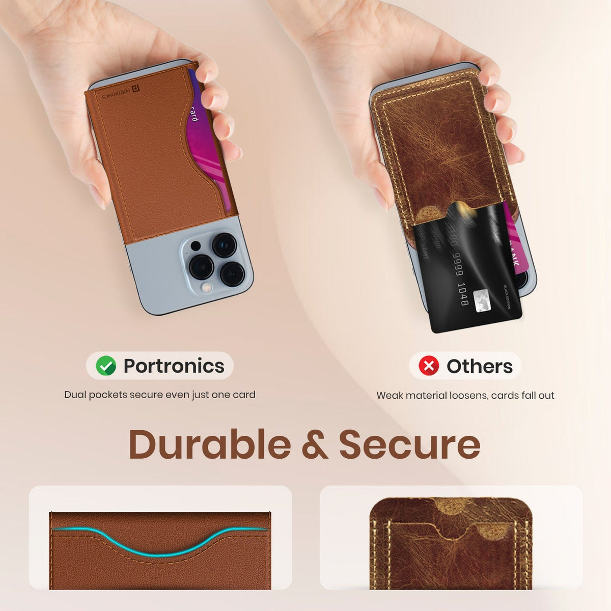 Portronics Brown Wallet X Magnetic Phone Wallet POR 3052 with 6 Card Slots
