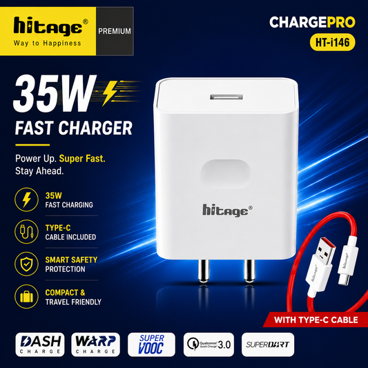 Hitage ChargePro 35W Fast Charger with Type-C Cable – HT-i146