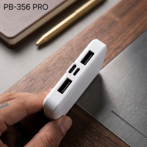 Hitage True Capacity 10000mAh Power Bank (White/Black) Dual USB Output With Type-C Cable – PB-356 Pro