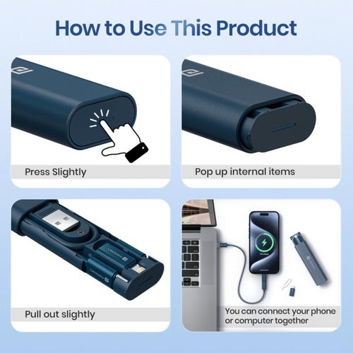 Portronics SnapCase 3 POR 2977 60W Multifunctional Charging Blue Cable Kit