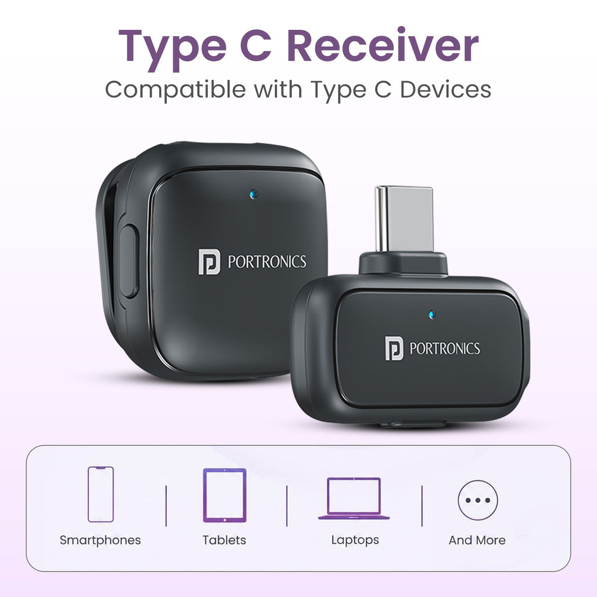 Portronics VlogMate C POR 2762 Black Wireless Microphone for Type-C Smartphones