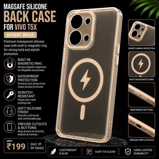 MagSafe Silicone Back Case for Vivo T5x – Desert Beige
