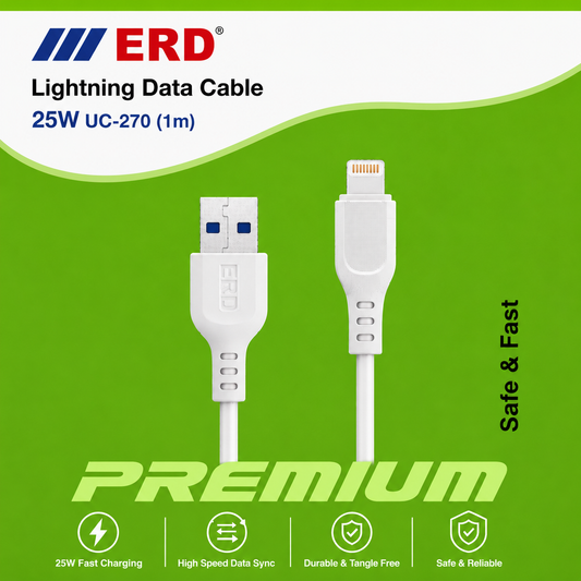 ERD 25W Lightning Data Cable 1M – Fast Charging & Data Sync – UC-270