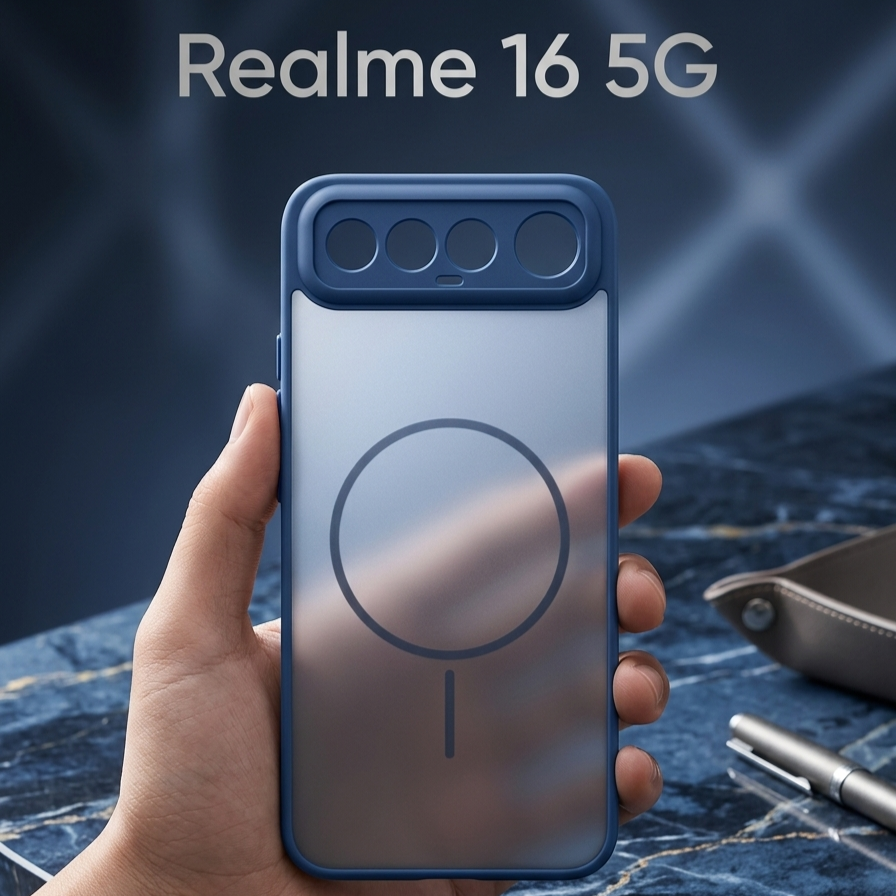 Premium Frosted MagSafe Case for Realme 16 5G - Black/Dark Blue
