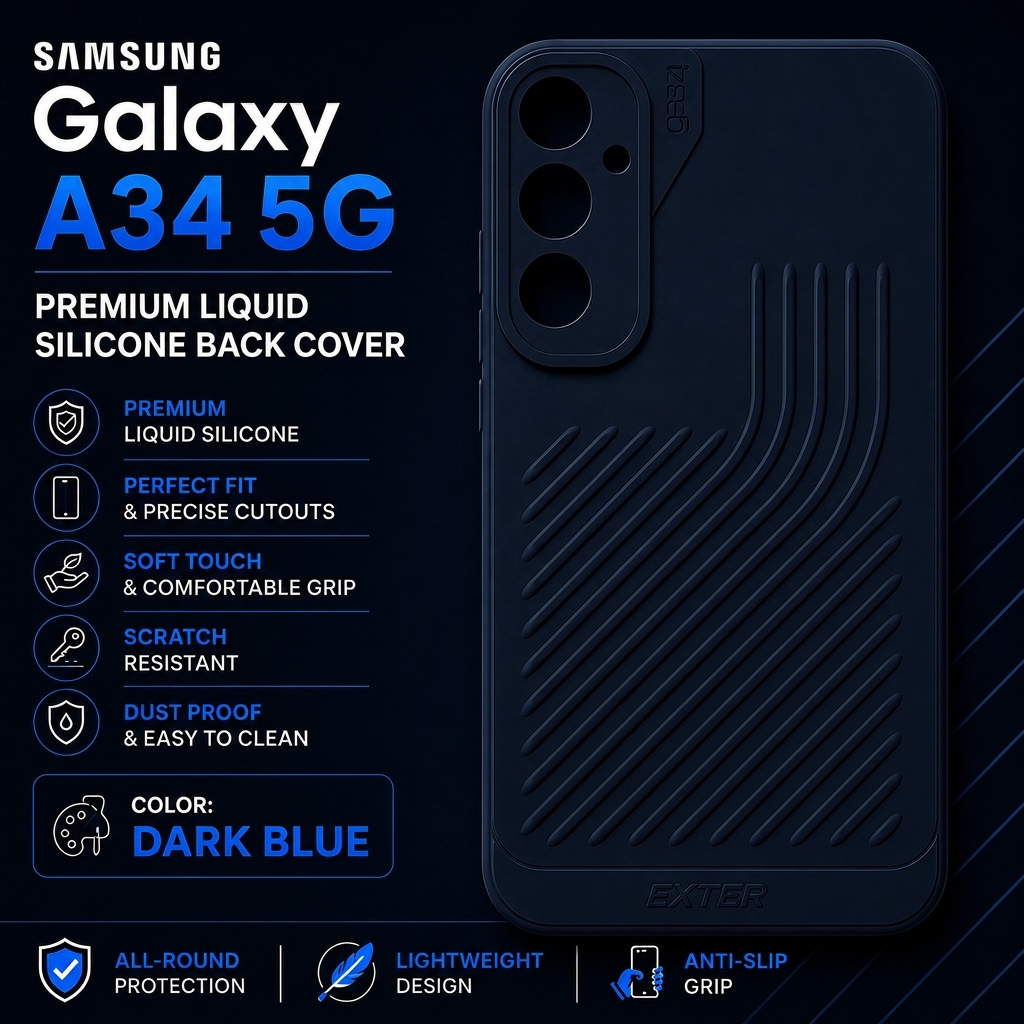 Samsung Galaxy A34 5G Premium Liquid Silicone Back Cover – Navy Blue Totu Case