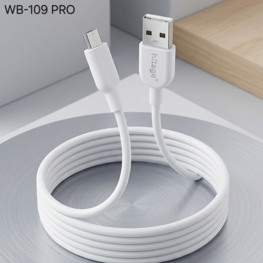Hitage USB-A to Micro USB Fast Charging Cable – White Color | WB-109 Pro
