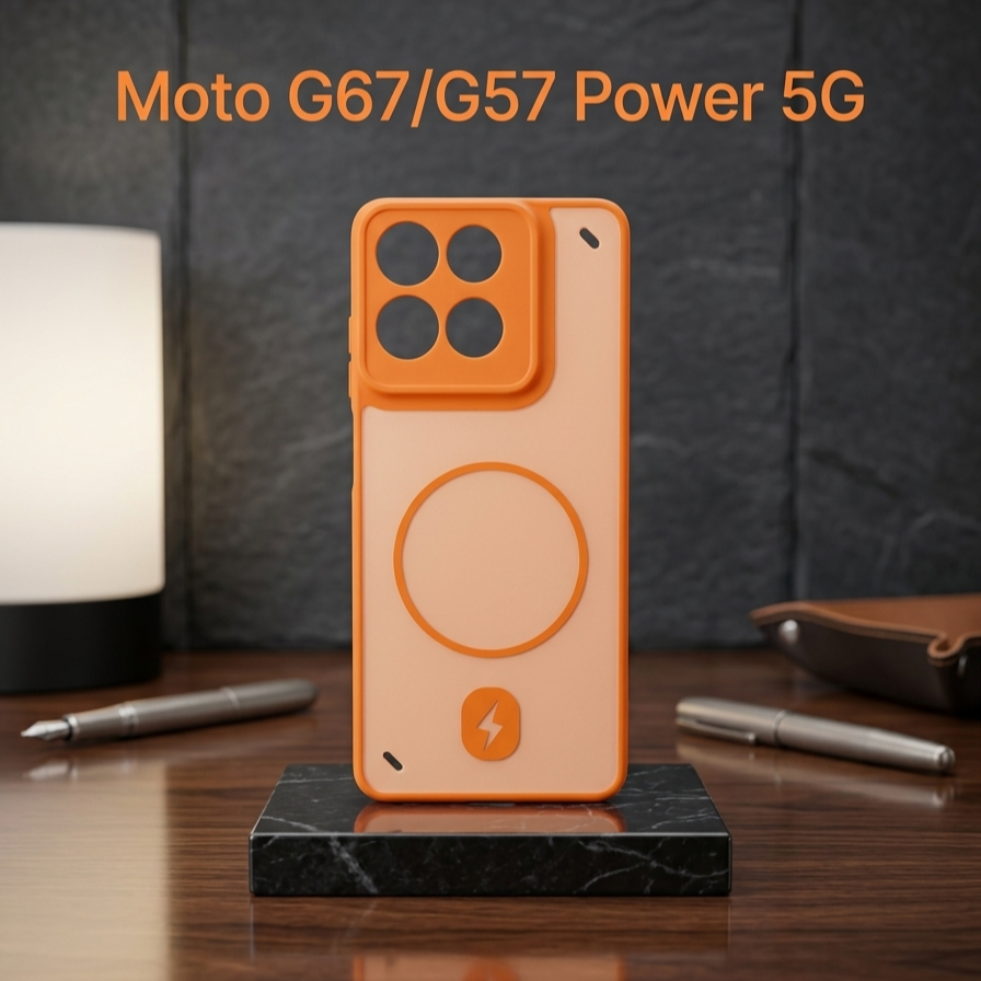 Premium MagSafe Compatible Case for Moto G67/G57 Power 5G - Orange/Slate Blue