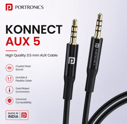 Portronics Konnect AUX 5 – 3.5mm AUX Audio Cable – POR 2103