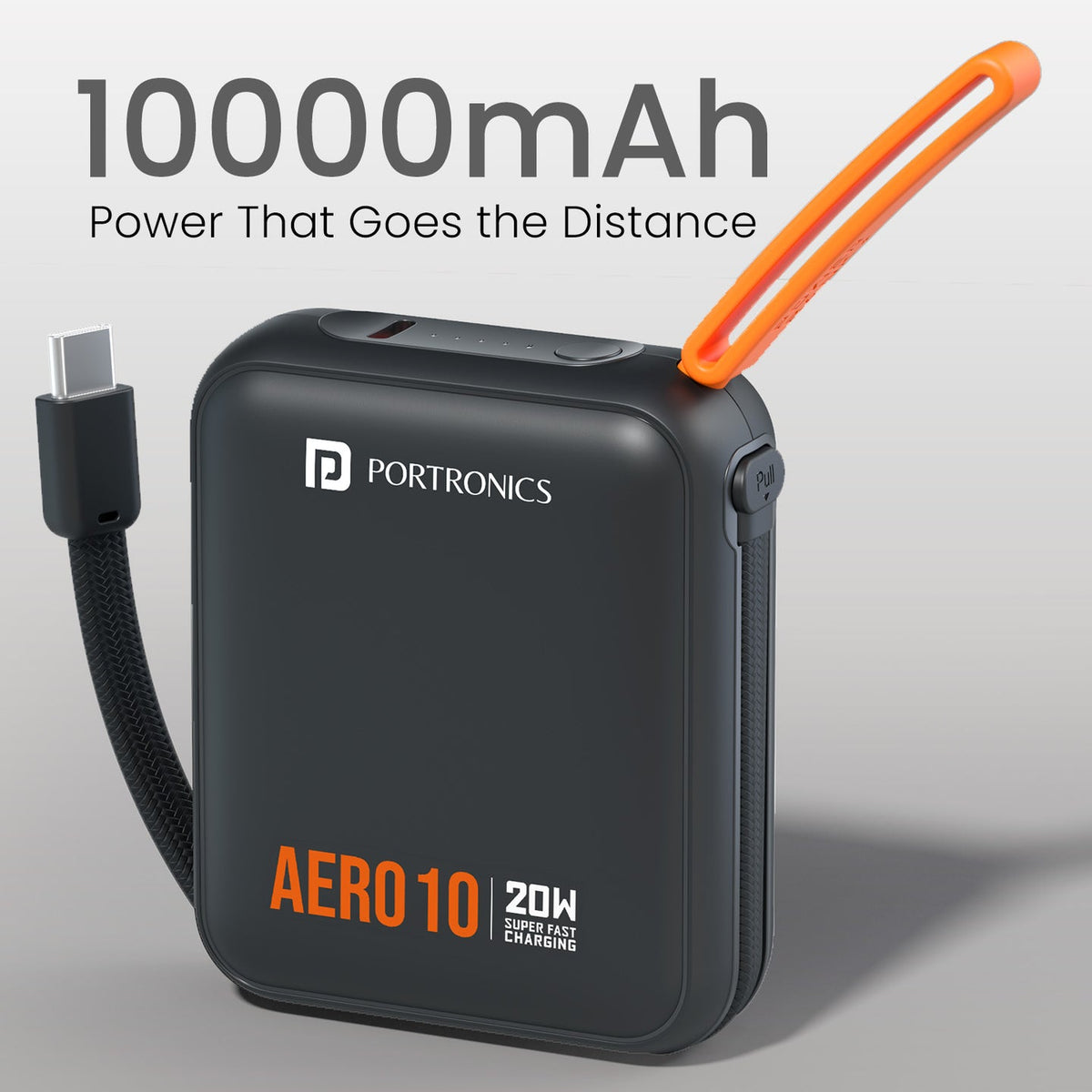Portronics Aero 10 10000mAh 20W Power Bank POR 3456/3458 - Black/Mocha