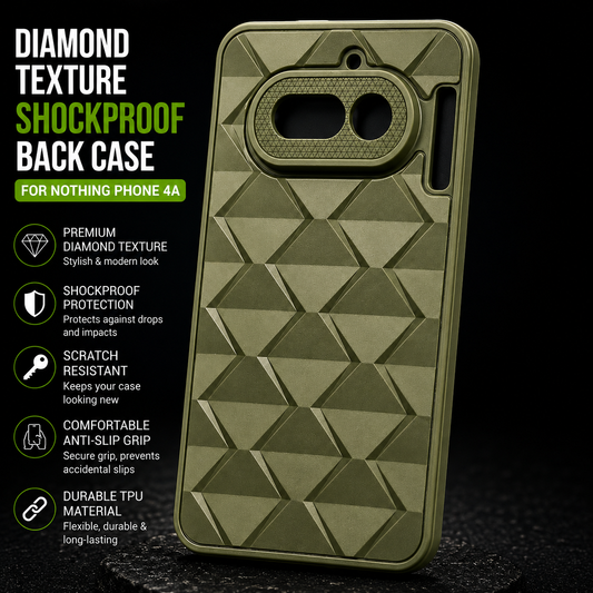 Diamond Texture Shockproof Back Case for Nothing Phone 4A – Olive Green
