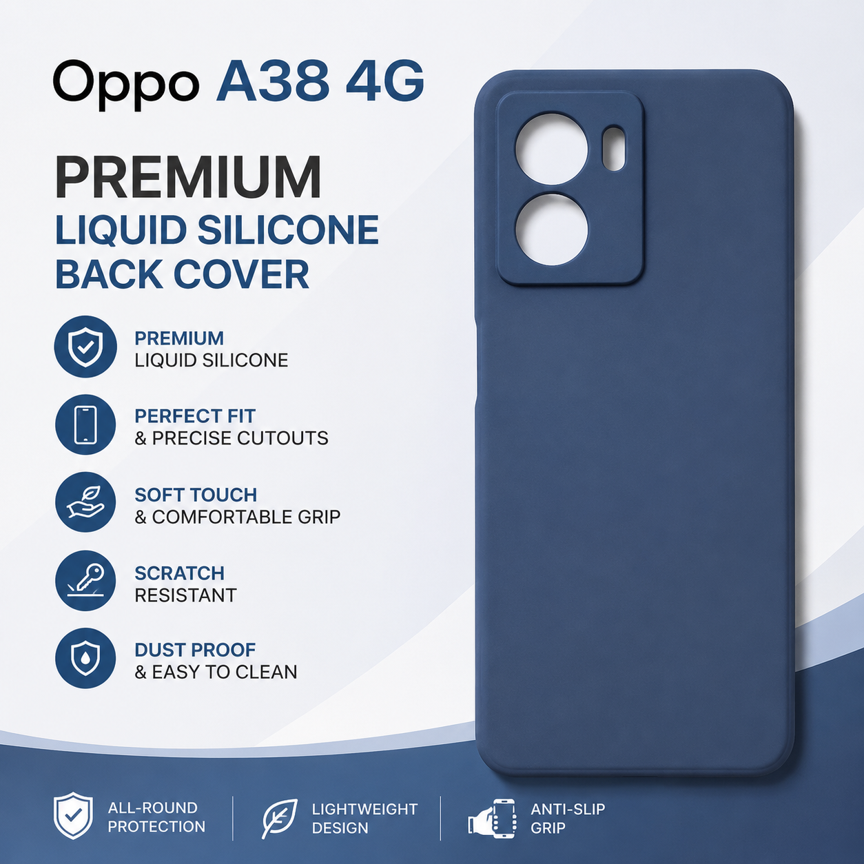 Silicon Candy Back Cover For Oppo A38 4G Light Blue