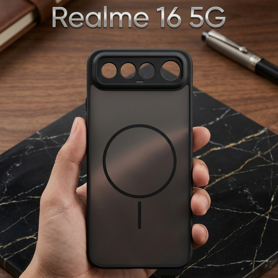 Premium Frosted MagSafe Case for Realme 16 5G - Black/Dark Blue