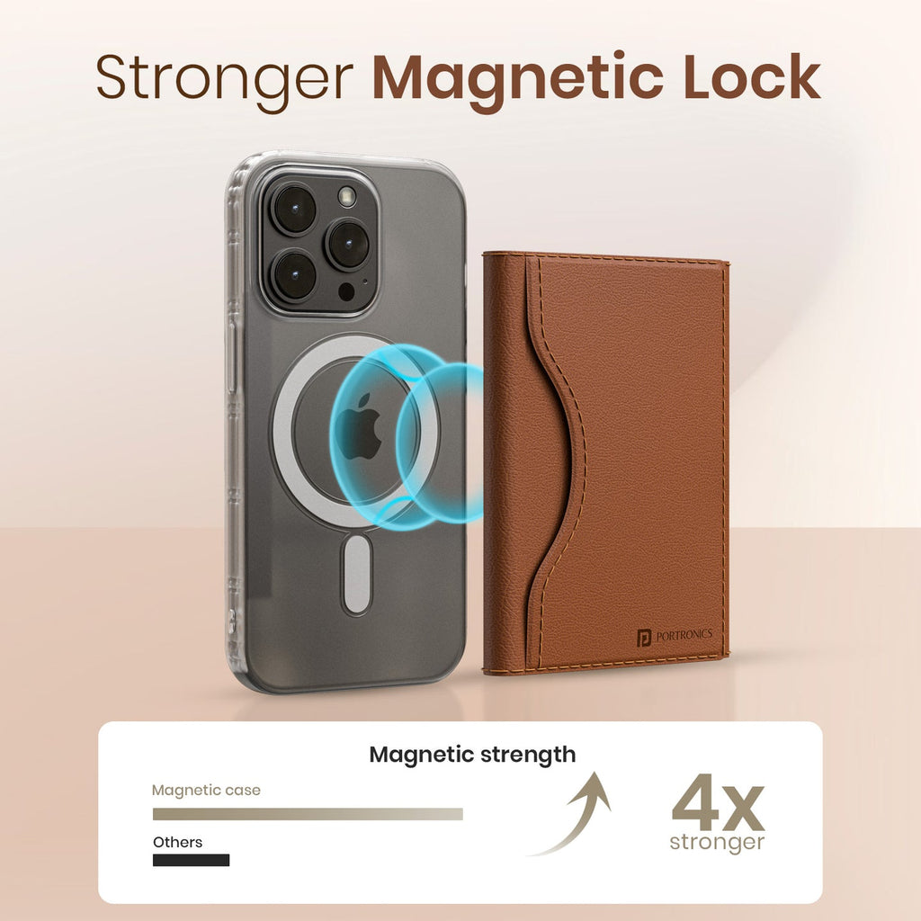 Portronics Brown Wallet X Magnetic Phone Wallet POR 3052 with 6 Card Slots
