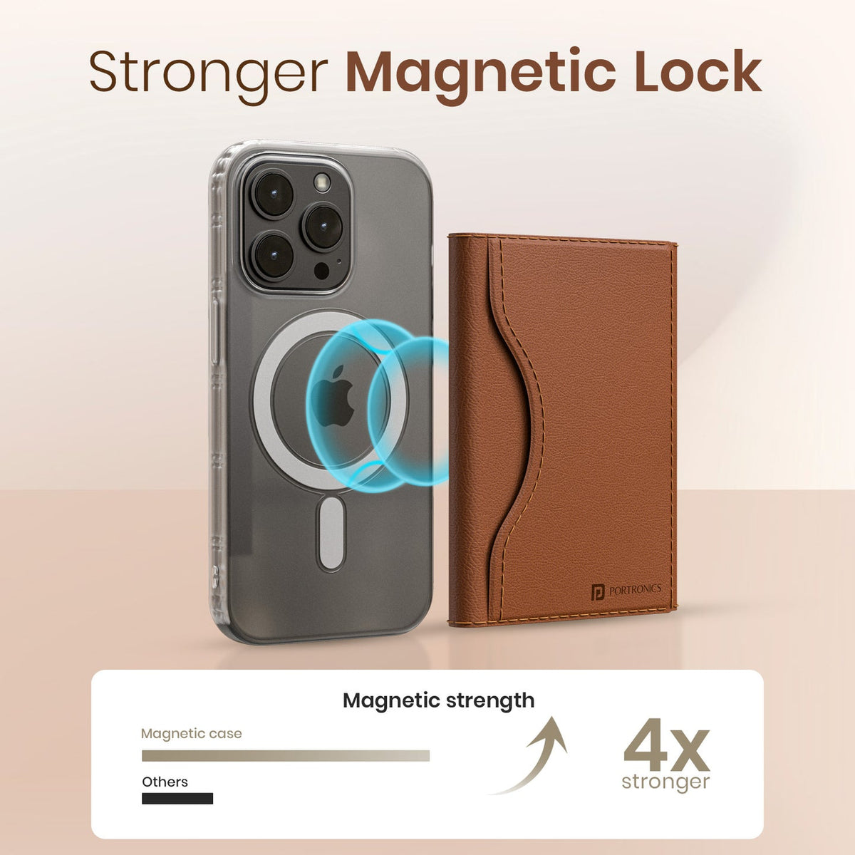 Portronics Brown Wallet X Magnetic Phone Wallet POR 3052 with 6 Card Slots