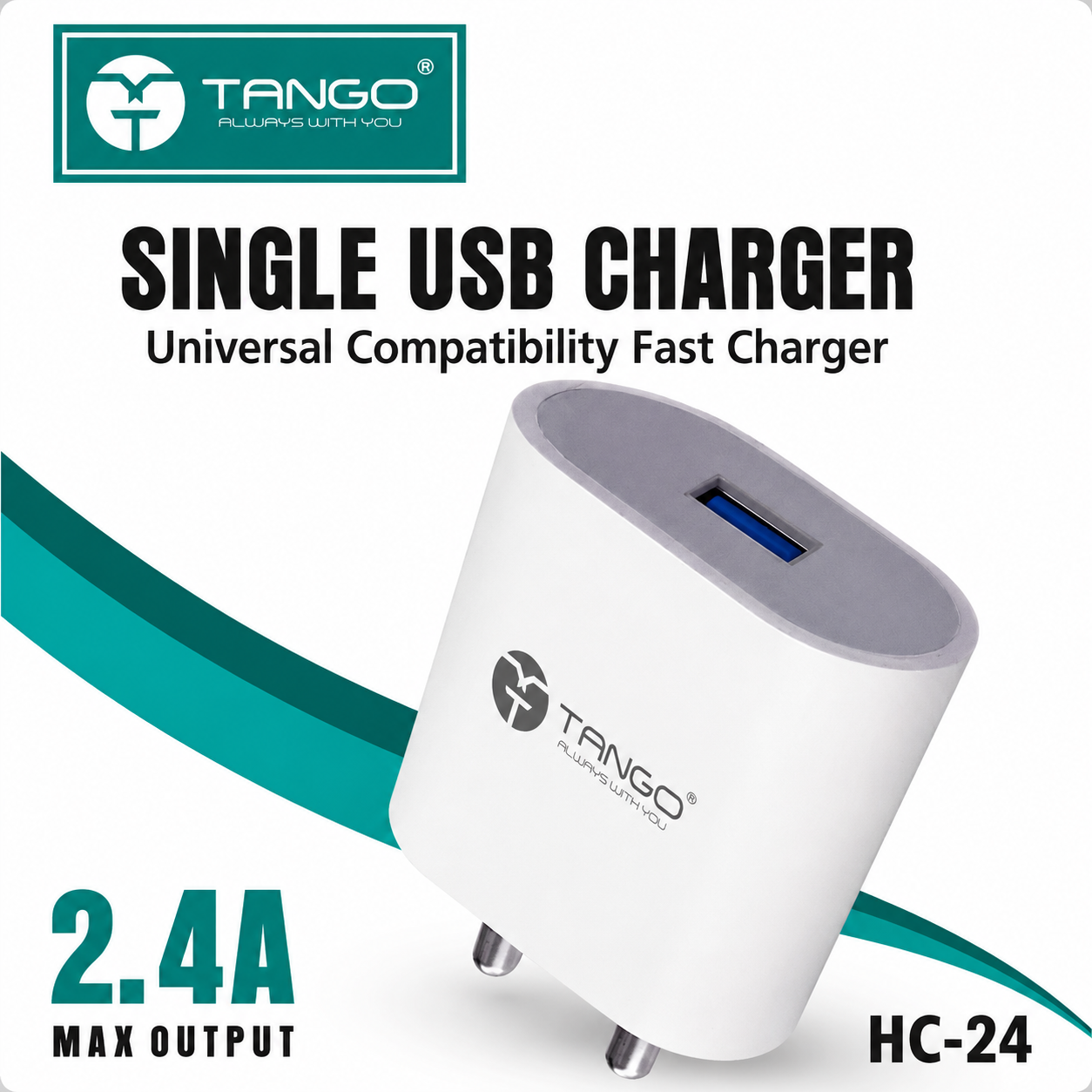 TANGO Single USB Fast Charger Adapter 2.4A – Universal Mobile Charging Adapter – HC-24