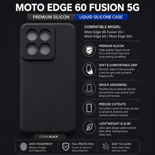 Moto Edge 60 Fusion 5G / Moto Edge 60 / Moto Edge 60s Premium Liquid Silicone Back Cover - Black/Blue