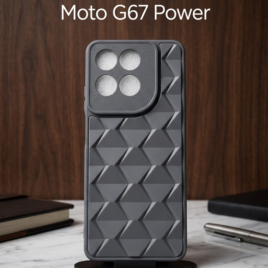 Diamond Texture Shockproof Back Case for Moto G67 Power 5G - Grey