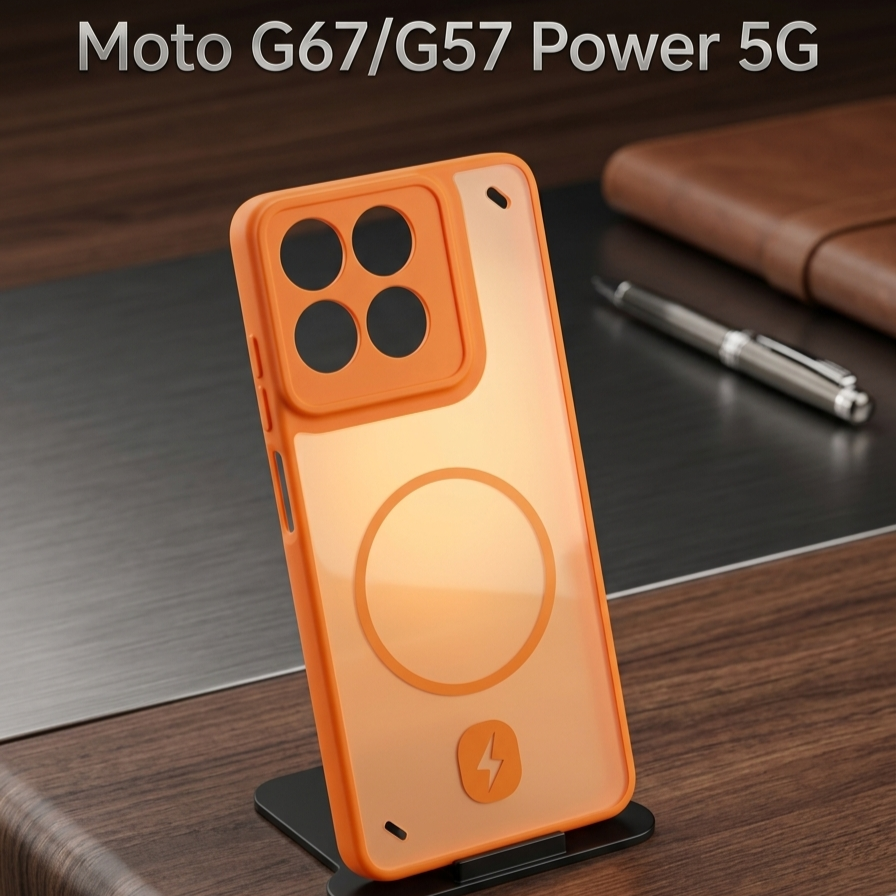 Premium MagSafe Compatible Case for Moto G67/G57 Power 5G - Orange/Slate Blue