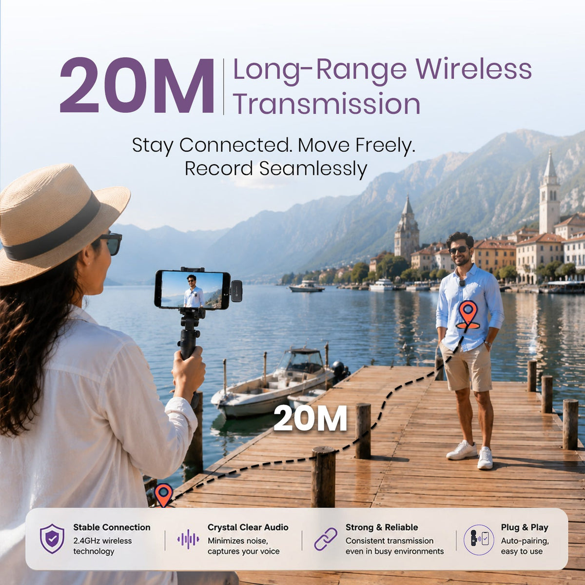 Portronics VlogMate C POR 2762 Black Wireless Microphone for Type-C Smartphones