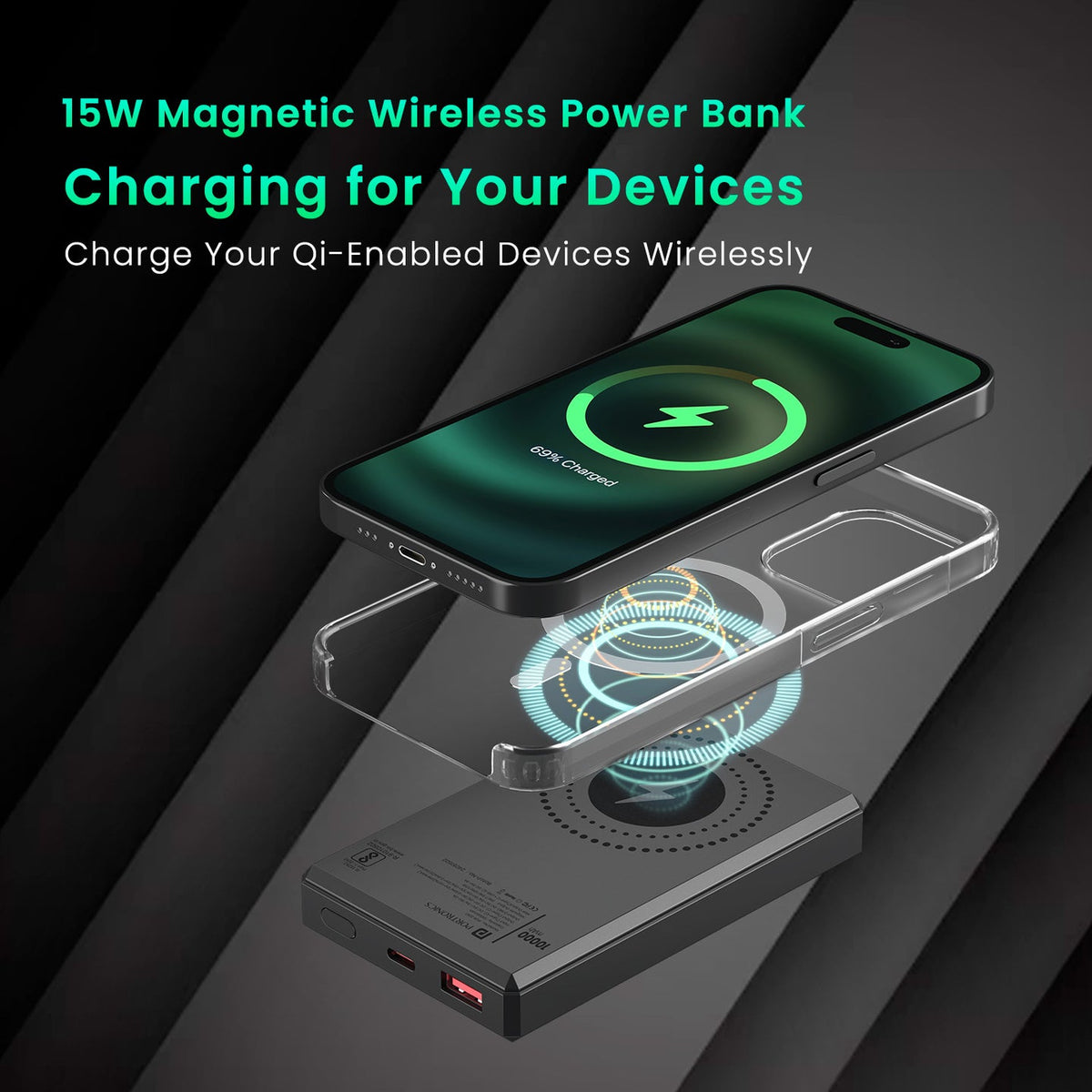 Portronics Luxcell MagClick 10K 10000mAh 15W Magnetic Power Bank POR 2257/2261