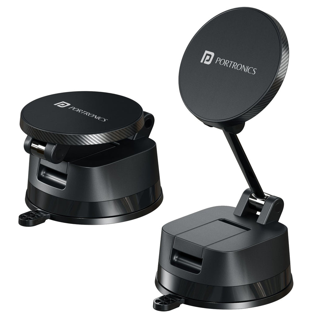 Portronics Hold X Plus POR 3555 Black Magnetic Mobile Stand with Vacuum Grip