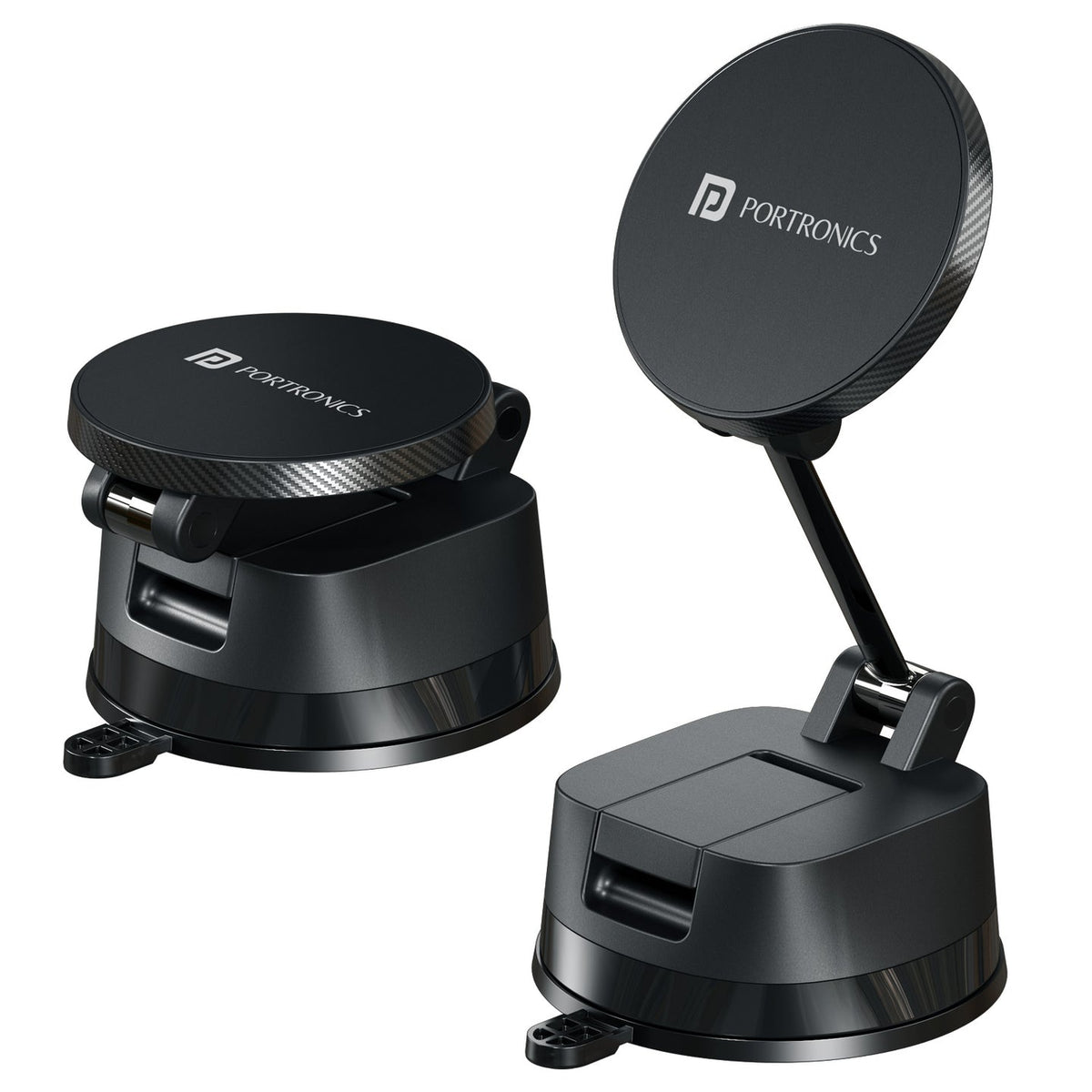 Portronics Hold X Plus POR 3555 Black Magnetic Mobile Stand with Vacuum Grip