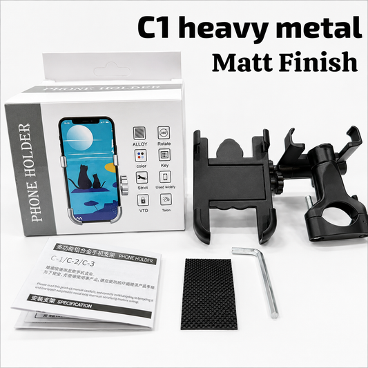 C1 Heavy Metal Bike Mobile Holder with 360° Rotation – Matte Finish