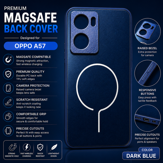 Oppo A57 2022 MagSafe Ring Back Cover – Dark Blue
