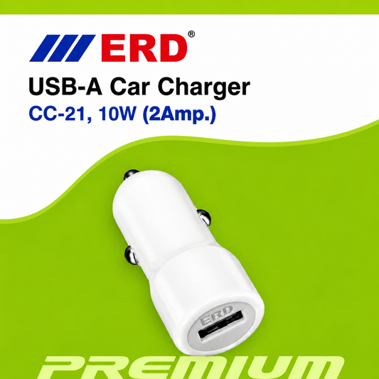 ERD USB-A Car Charger 10W (2Amp) Fast Charging Adapter – CC-21