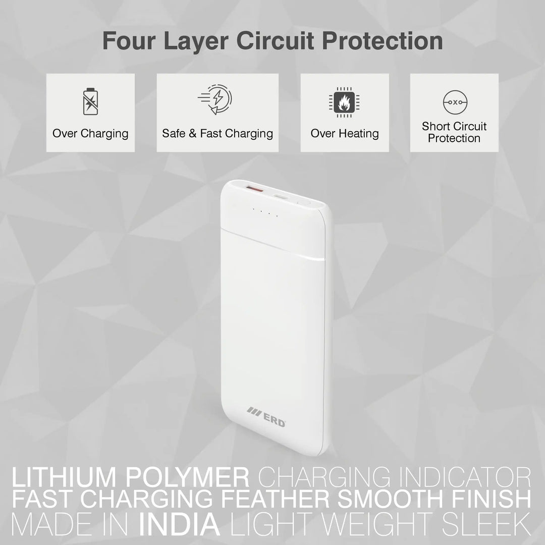 ERD 10000mAh Dual Output Power Bank with USB-A & USB-C Charging Port – 12W Fast Charging – PB-230