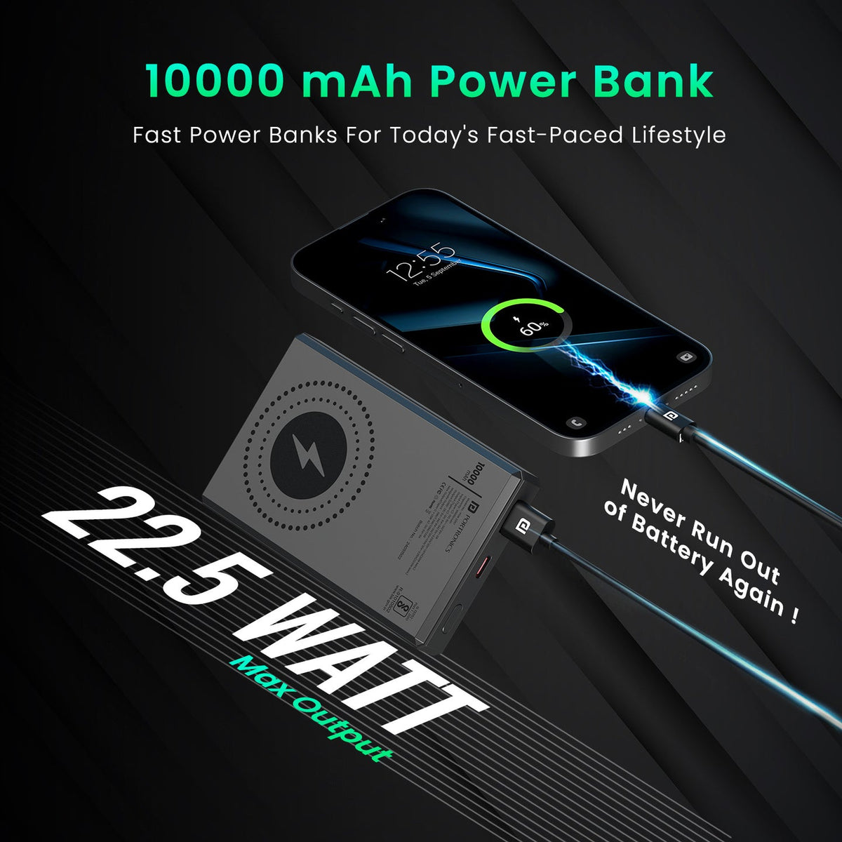 Portronics Luxcell MagClick 10K 10000mAh 15W Magnetic Power Bank POR 2257/2261