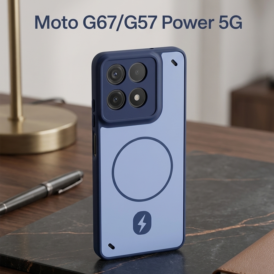 Premium MagSafe Compatible Case for Moto G67/G57 Power 5G - Orange/Slate Blue