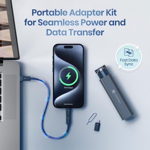 Portronics SnapCase 3 POR 2977 60W Multifunctional Charging Blue Cable Kit