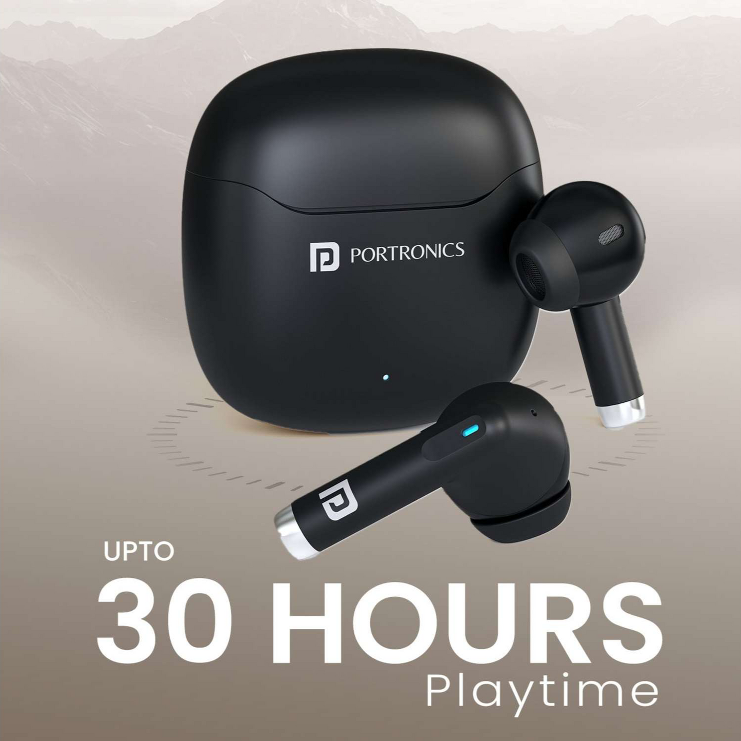Portronics Twins S18 Pro In-Ear TWS Earbuds with Bluetooth 5.3, 30 Hours Playtime, Gaming & Music Mode – Black