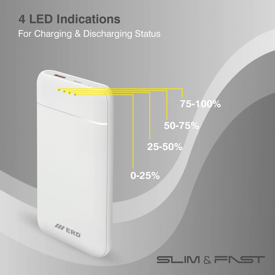 ERD 10000mAh Dual Output Power Bank with USB-A & USB-C Charging Port – 12W Fast Charging – PB-230